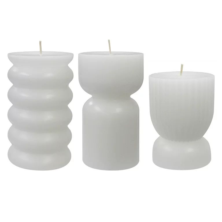 Better Homes & Gardens Unscented Pillar Candles, 3-Pack, 3x5 inches, 3x4 inches, White | Walmart (US)