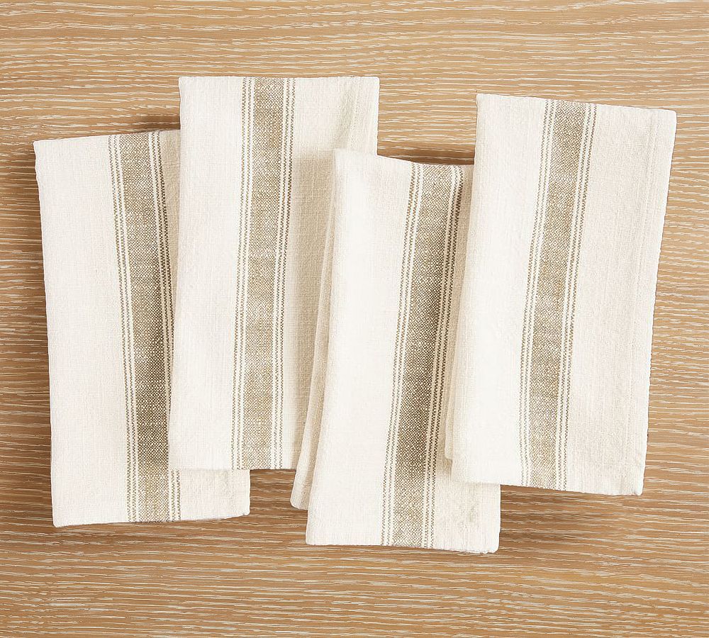 French Striped Organic Cotton Napkins - Set of 4 | Pottery Barn (US)