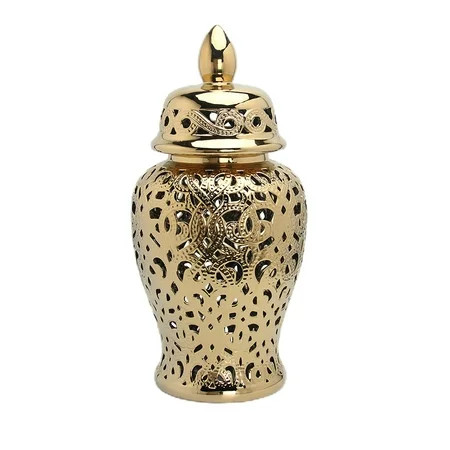 Large Ceramic Ginger Jar Display Lattice Carved Lattice Temple Jar Dried Flower | Walmart (US)