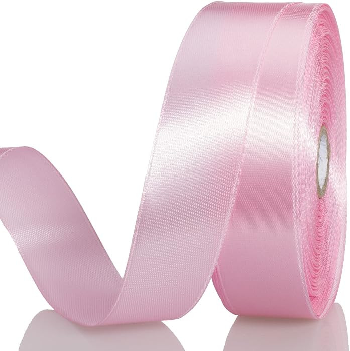 YASEO 1 Inch Pink Solid Satin Ribbon, 50 Yards Craft Fabric Ribbon for Gift Wrapping Floral Bouqu... | Amazon (US)