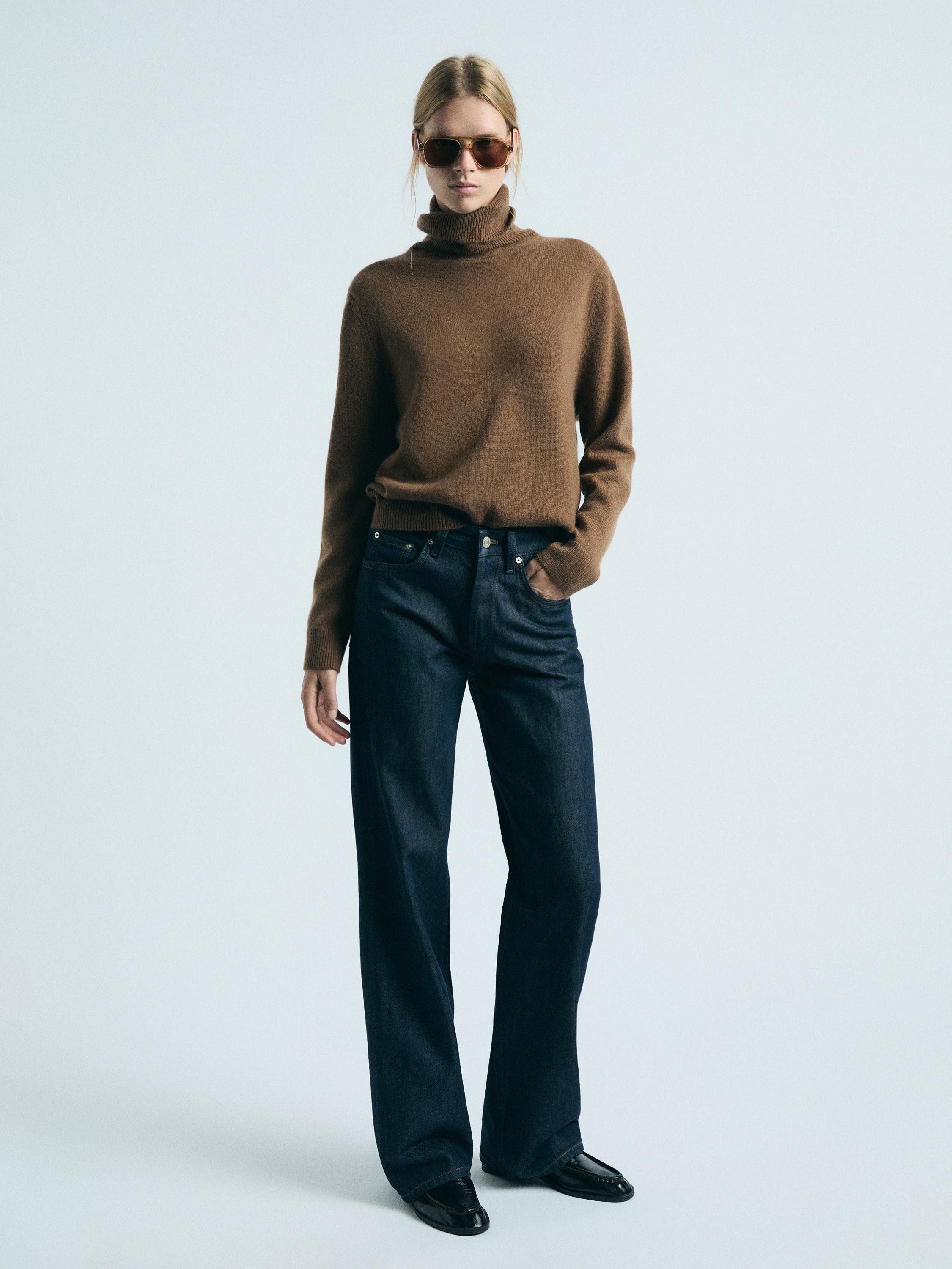 Mid-rise wide-leg full length jeans | Massimo Dutti US
