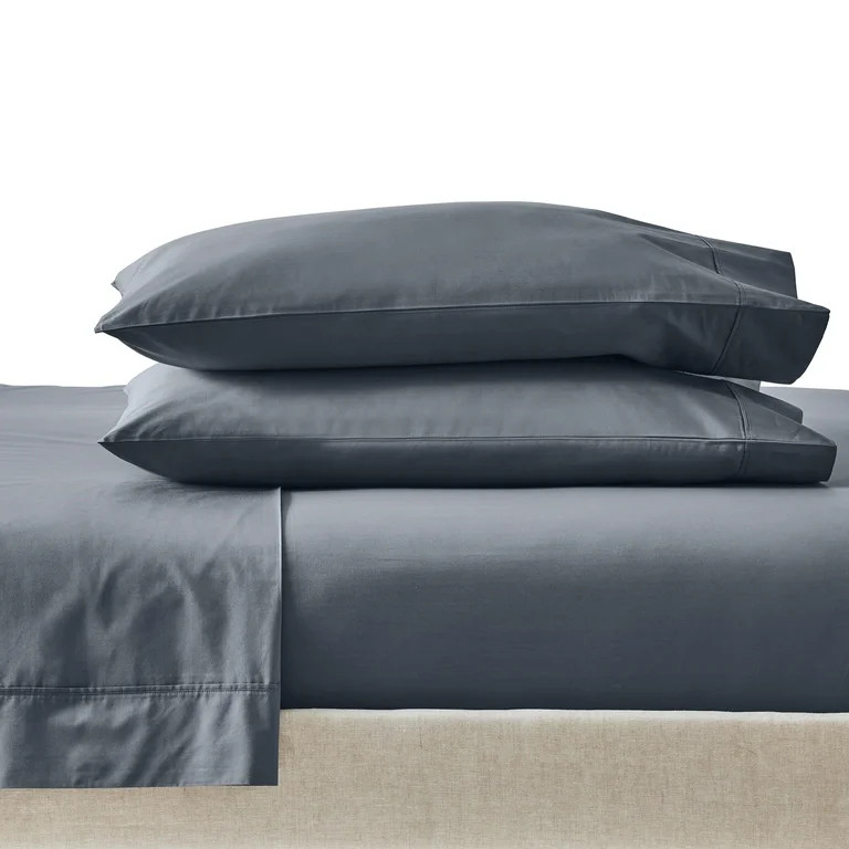 Better Homes & Gardens Cool & Crisp 4-Piece 300 Thread Count Gray Flannel Cotton Percale Sheet Se... | Walmart (US)
