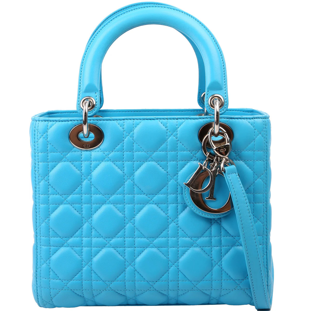 Lady Dior Medium Lambskin Blue | Keeks Designer Handbags