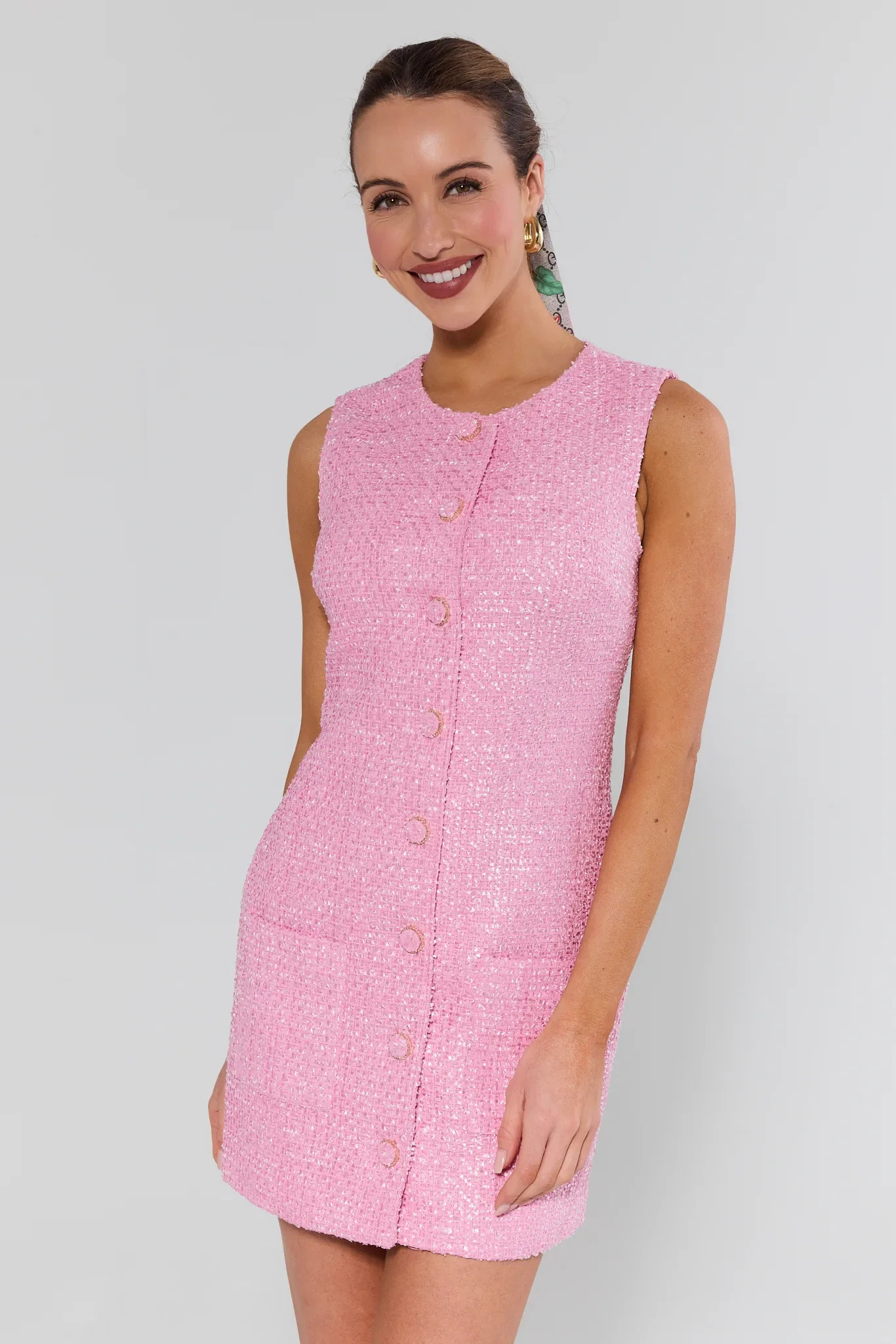 Pink Tweed Short Dress | Avara