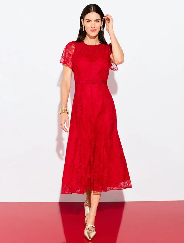 Chantilly Lace Fit & Flare Midi Dress | Talbots