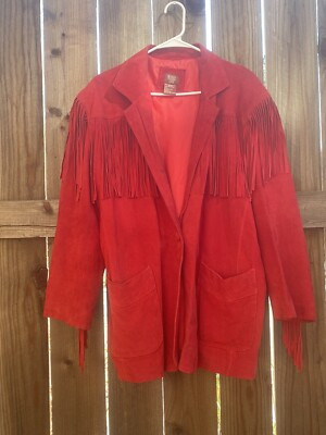 Northern Style Red Leather Jacket with Fringe, Size Large  | eBay | eBay US