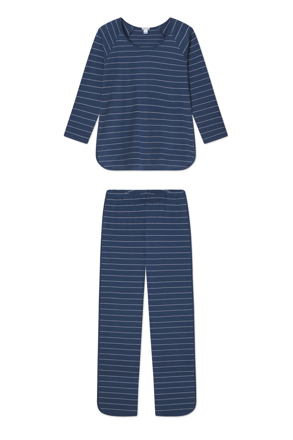 Pima Long-Long Set in Navy Boating Stripe | Lake Pajamas