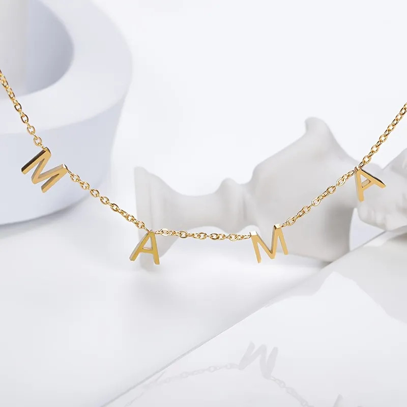 MAMA Letter Chain Necklace Simple 18K Gold Plated Neck Jewelry Decor Adjustable Mother's Day Gift | Temu Affiliate Program