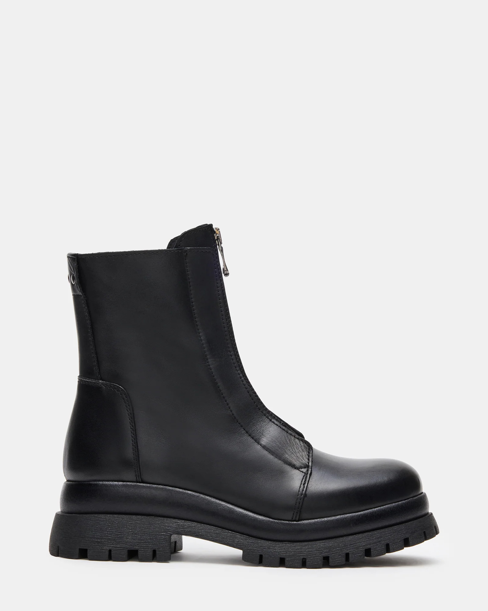 MILTON Black Leather Moto Women's Ankle Boot | Steve Madden (US)