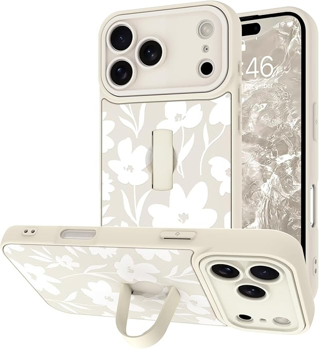 for iPhone 17 Pro Max Case with Finger Hand Strap Kickstand, Cute Aesthetic Floral Flower Phone C... | Amazon (US)