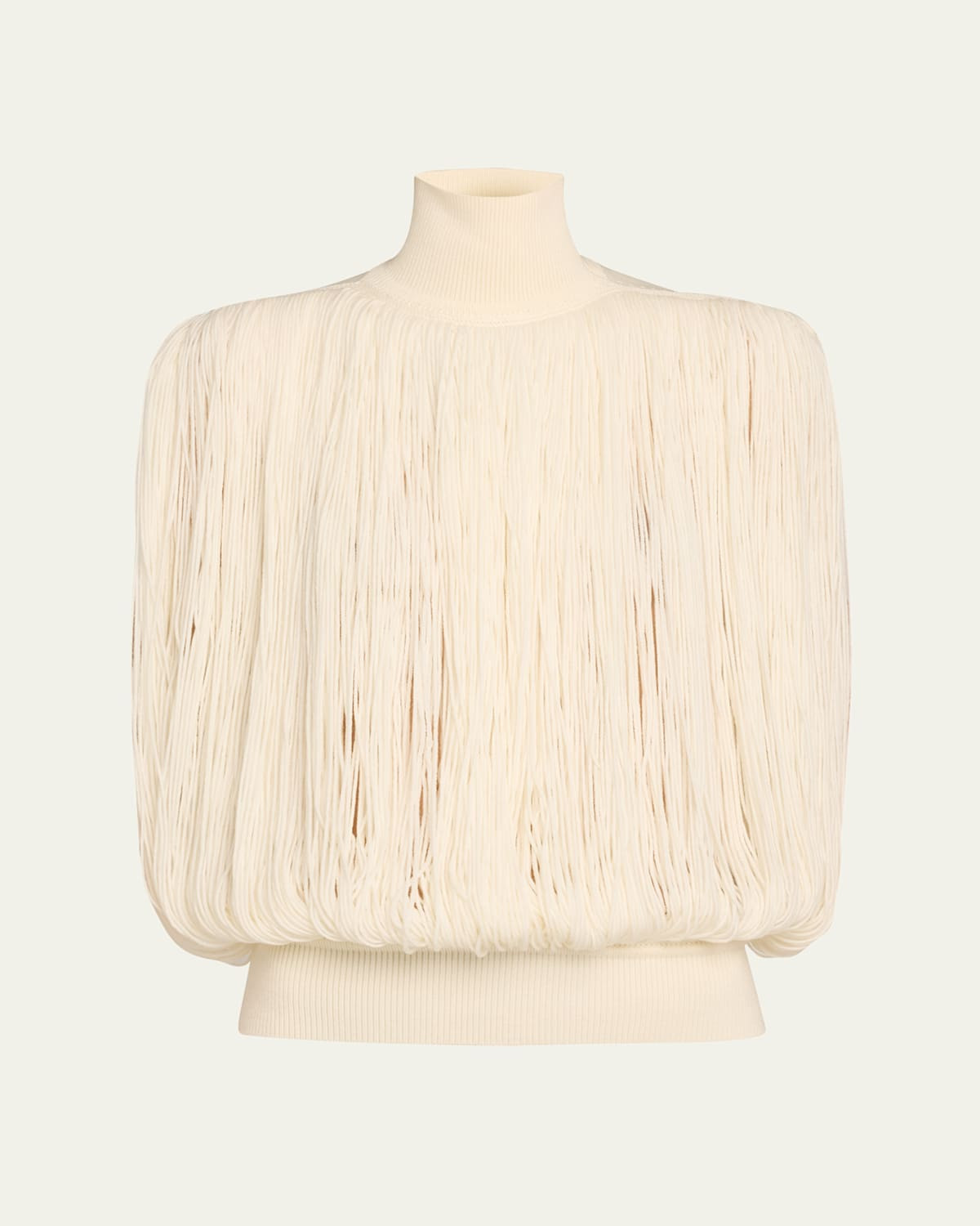 High Neck Fringe Wool Top | Bergdorf Goodman