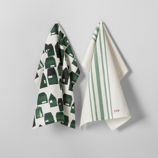 House Kitchen Towel Set (2pk) - Cream/Green - Hearth & Hand™ with Magnolia | Target