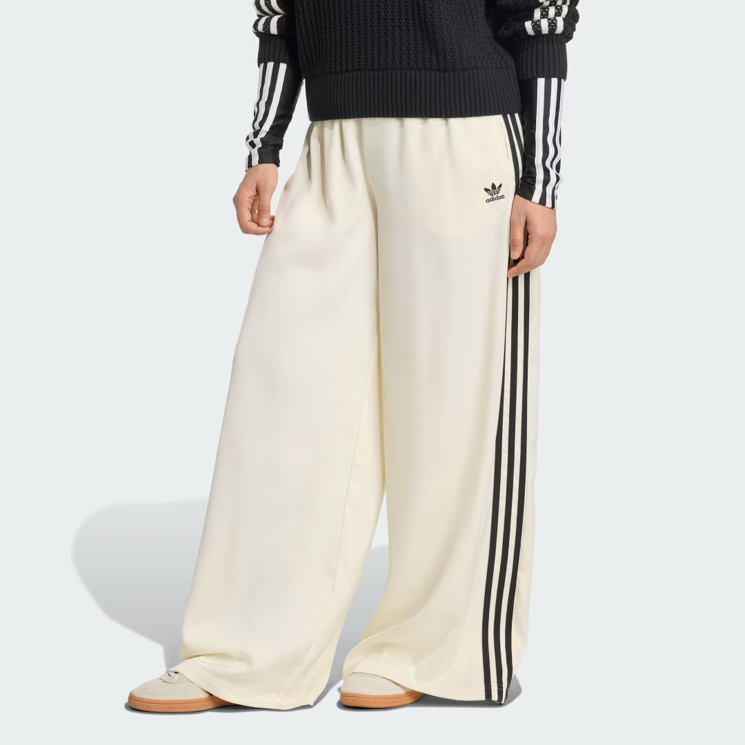 Adicolor Satin Wide Leg Track Pants Cream White 6 - Womens Originals Pants | adidas (US)