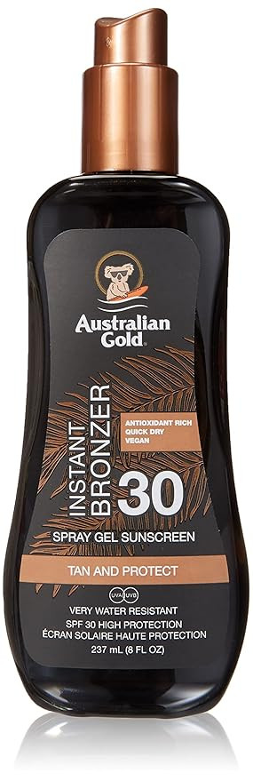 Australian Gold Spray Gel Sunscreen with Instant Bronzer, Moisturize & Hydrate Skin, Broad Spectr... | Amazon (US)