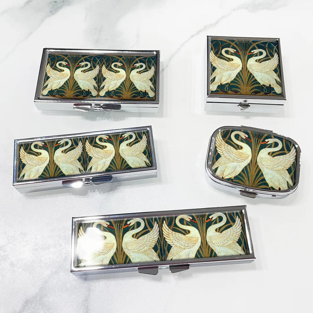 Art Nouveau Swan Rush and Iris Romantic Art Pill Box - Pill Containers, Trinket Box, Pill Case, P... | Etsy (US)