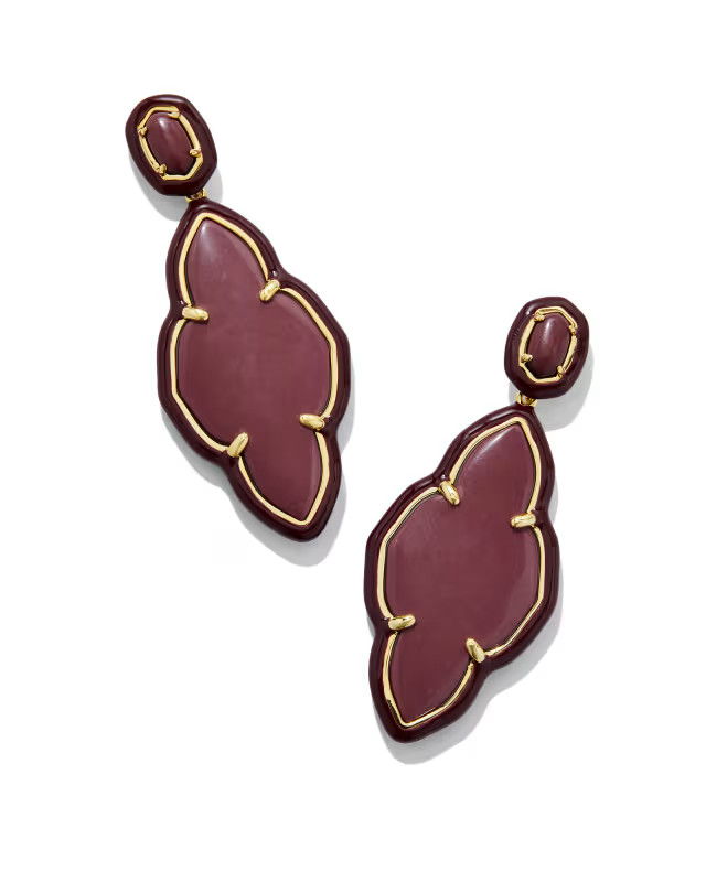 Abbie Gold Enamel Frame Statement Earrings in Maroon Magnesite | Kendra Scott | Kendra Scott
