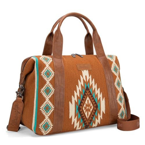 Wrangler Duffel Bag for Women Large Travel Weekender Bag Tapestry Designer Carry On Bags, Brown | Amazon (US)