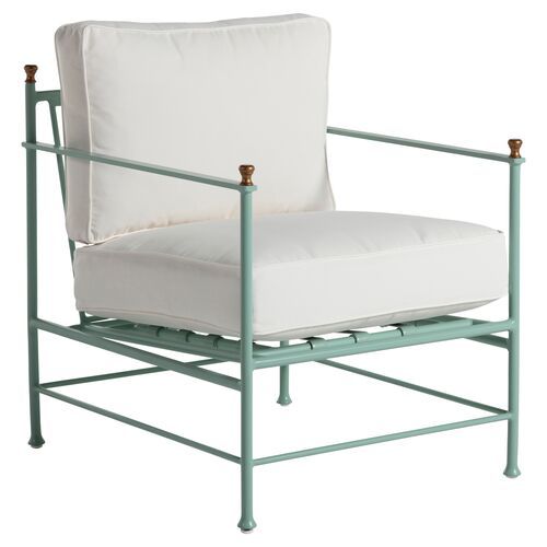 Frances Celadon Lounge Chair, White | One Kings Lane