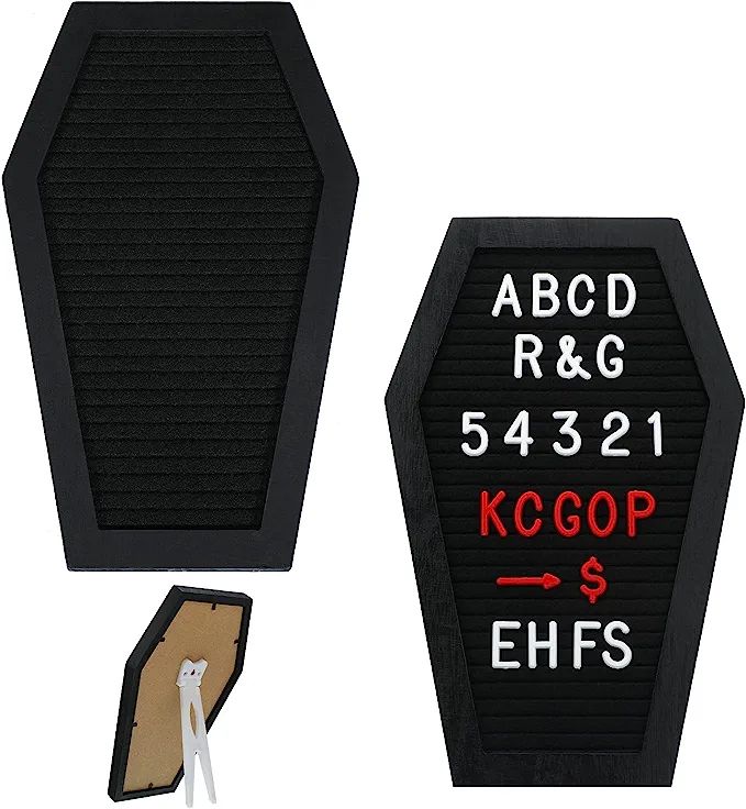 Amazon.com : Qeeenar 2 Pieces Black Felt Coffin Letter Board Felt Changeable Letter Board with Le... | Amazon (US)