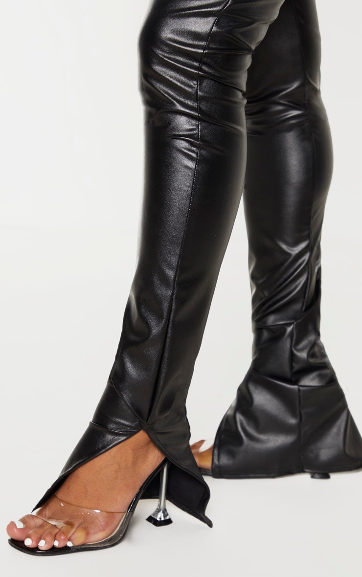 Shape Black PU Split Hem Pants | PrettyLittleThing US