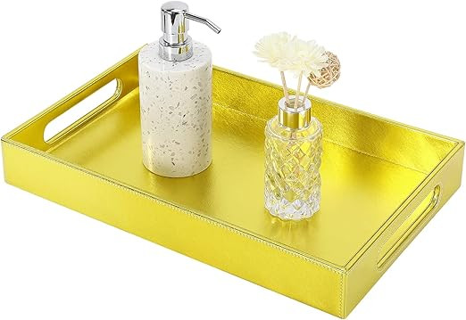 MoKo Vanity Tray, 38x24x5 cm Large Capacity PU Leather Valet Tray Tablet-Top Storage Organizer Ca... | Amazon (US)