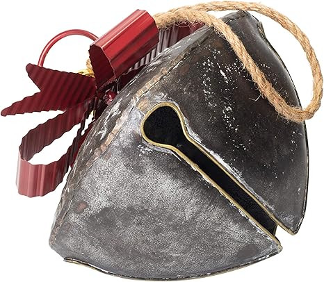 Extra Large Holiday Bell with Bow 9 x 9 Inch Rustic Metal Decorative Hanging Christmas Ornament | Amazon (US)