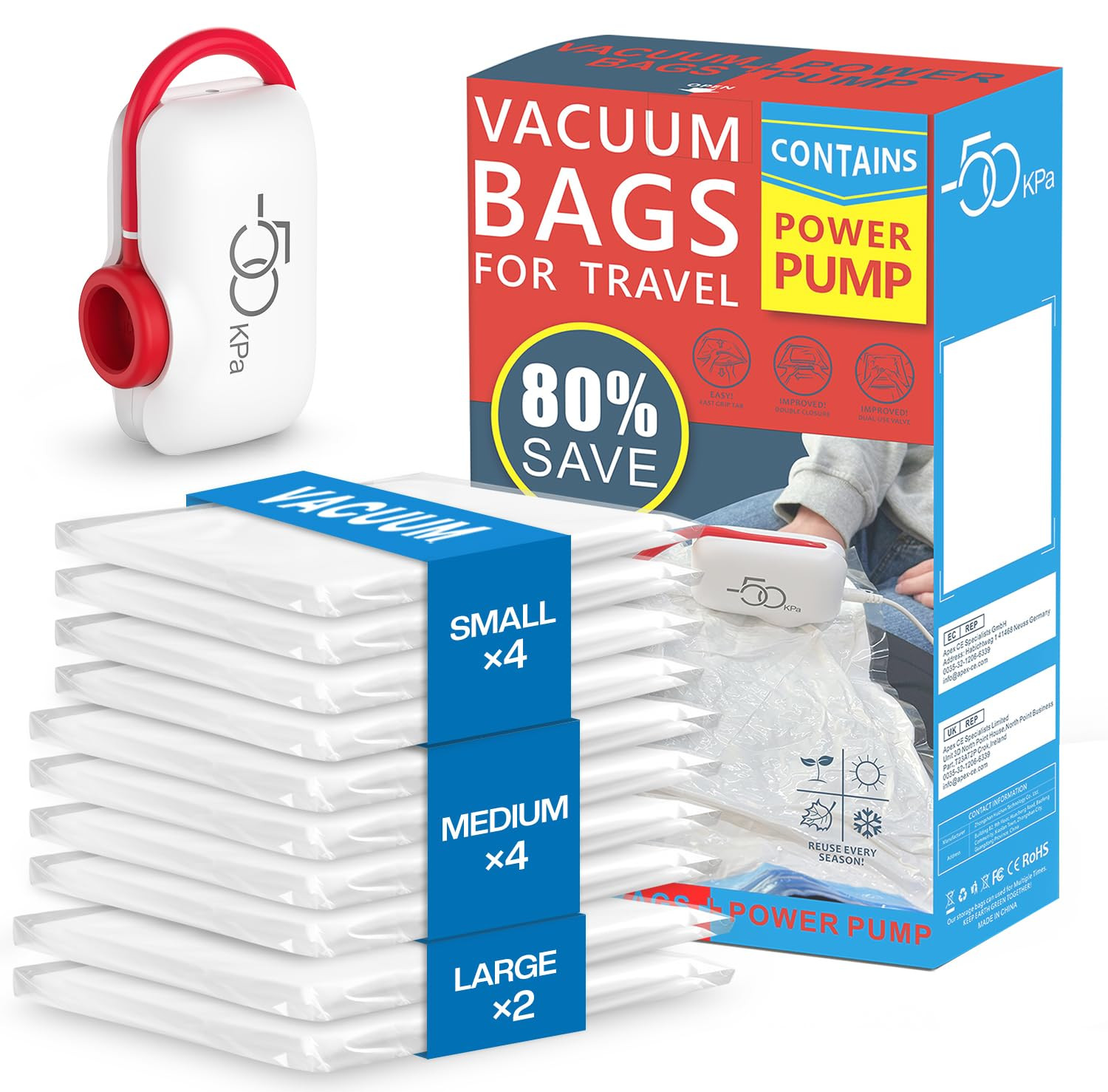 Vacuum Storage Bags for Travel, 10 Pack Vacuum Seal Bags for Clothing Travel, Vacuum Sealer Bags ... | Amazon (US)