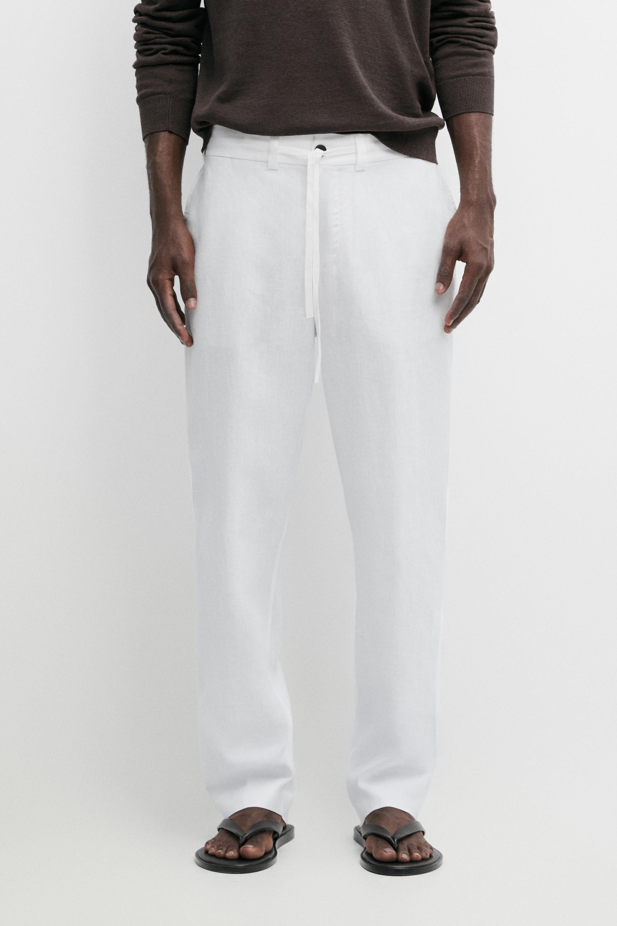 Hose aus 100 % Leinen mit Gummibund | Massimo Dutti DE