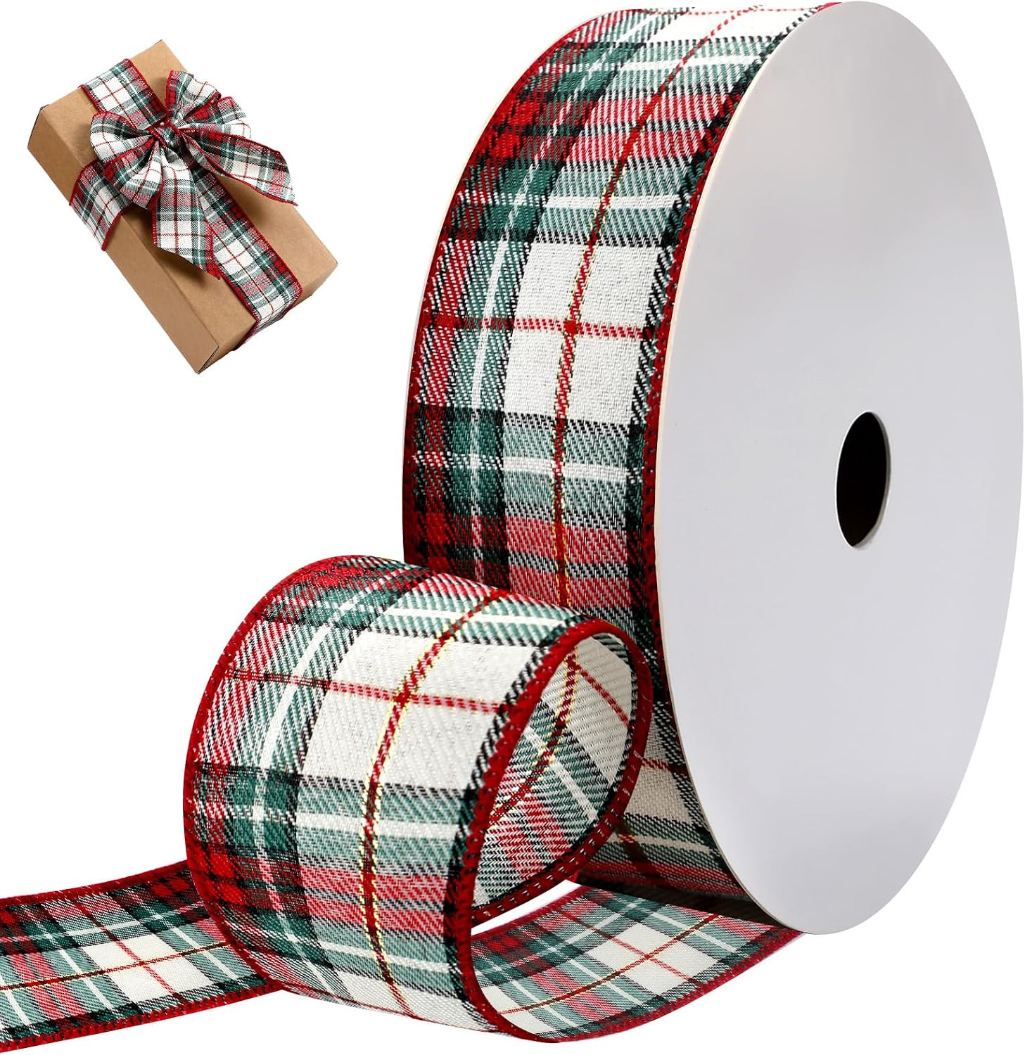 Shyyween Christmas Tartan Plaid Ribbon, 2.5 Inch x 44 Yards | Amazon (US)