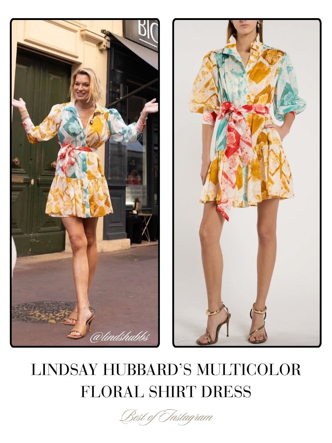 Lindsay Hubbard’s Multicolor Floral Shirt Dress // Sold by Christy Lynn 📸 @lindshubbs