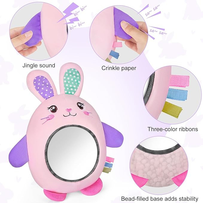 FIOBEE Tummy Time Toys Baby Mirror Tummy Time with Crinkle & Jingle Sounds Large Baby Sensory Toy... | Amazon (US)