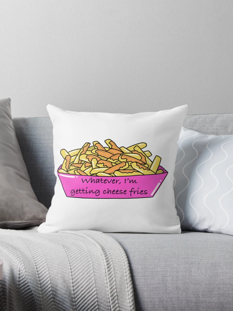 Cheese Fries Mean Girls Quote Sticker Throw Pillow | Redbubble (US)