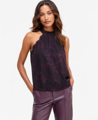 I.n.c. International Concepts Women's Halter Neck Lace-Trim Blouse, Macy's Exclusive - Gail Paisley | Macy's