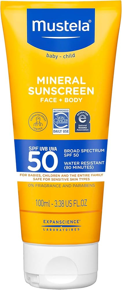 Mustela Baby Mineral Sunscreen Lotion SPF 50 Broad Spectrum - Face & Body Sun Lotion for Sensitiv... | Amazon (US)