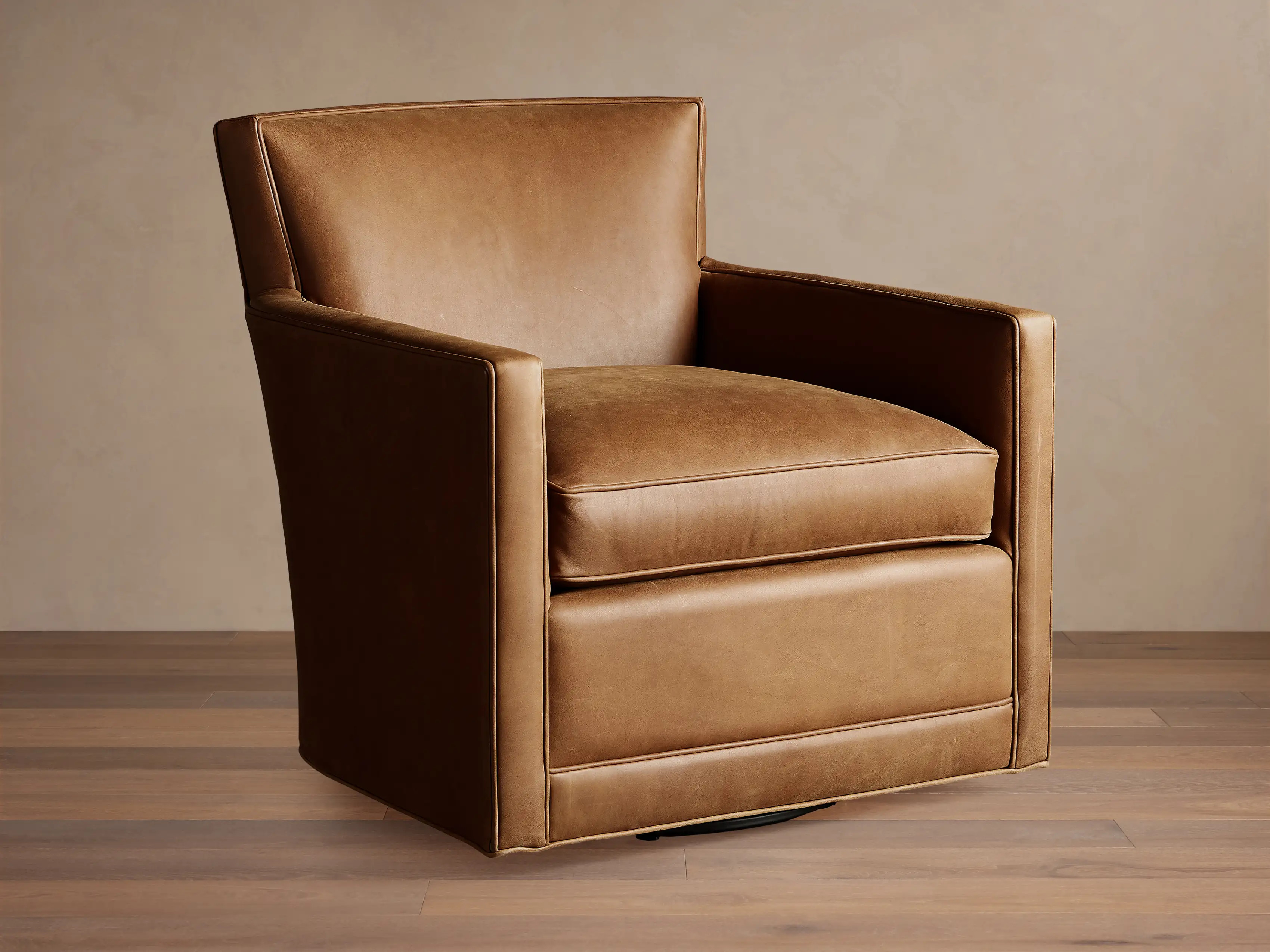 Rudy Leather Swivel Chair | Arhaus