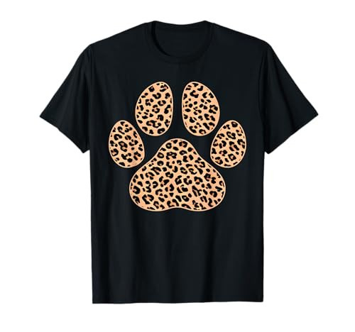 Cat Paw Print Cute Leopard Pattern Dog Lover Leopard Print T-Shirt | Amazon (US)