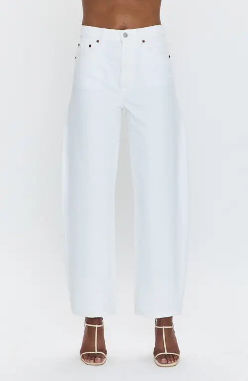 Pistola Wes High Waist Barrel Jeans in Vivid White at Nordstrom, Size 30 | Nordstrom