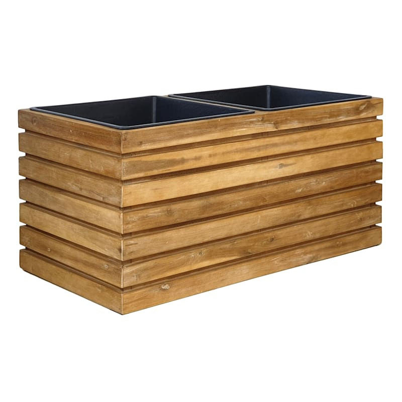 Honeybloom Park City Wooden Duo Planter, 33.5" | At Home