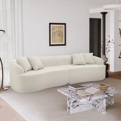 Boneless 2-piece Curved Symmetrical Modular Sofa, Full Foam Compressed Design, No Assembly Required, Teddy Upholstery | Wayfair North America