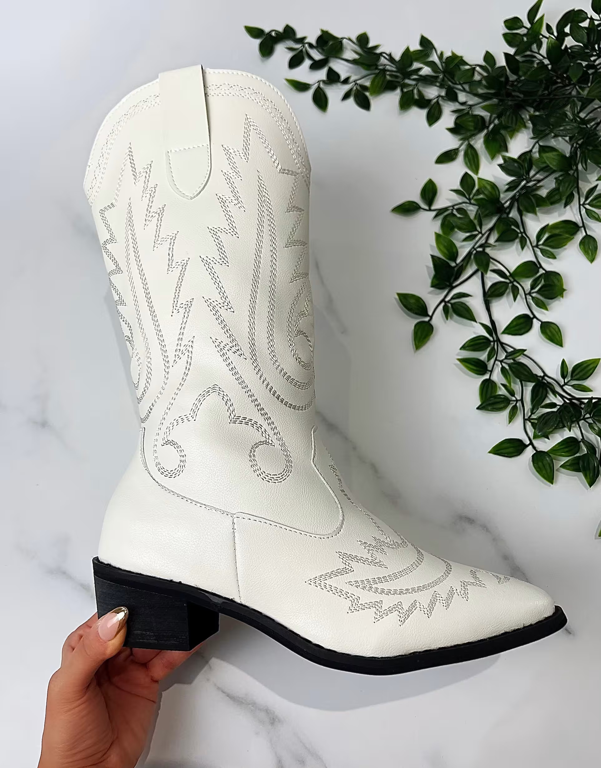 DIA STUDIOS Cowboy Western ankle Boots in cream | ASOS (Global)