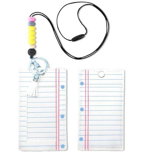 2pcs Notebook Teacher Lanyards for ID Badges Keys Teachers Appreciation Gifts Notebook ID Badge Holder Pencil Lanyard Silicone Bead Lanyards Teacher Badge Holder for Women Back to School Gift | Amazon (US)