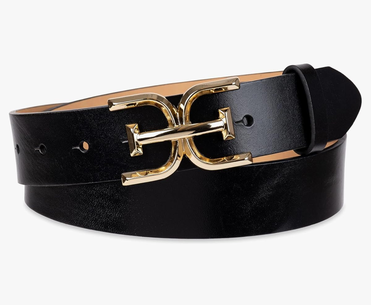Sam Edelman Women's Double-e Logo Plaque Buckle Jean and Trouser Belt | Amazon (US)