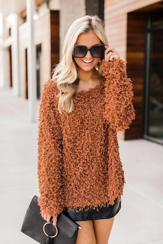 Pumpkin Spice Daydreams Rust Sweater | The Pink Lily Boutique