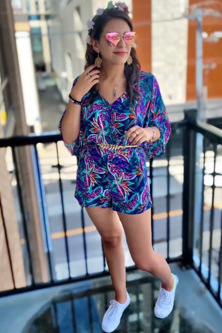 This tropical romper is so cute! Perfect for festival outfits, music festivals, vacation outfits, and trendy summer outfits! Pair with white sneakers for a comfy outfit!

#LTKU #LTKFestival #LTKunder100