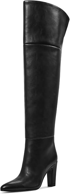 wetkiss Thigh High Boots for Women, Over the Knee Boots with Chunky Heel, Side Zipper, Wide Calf ... | Amazon (US)