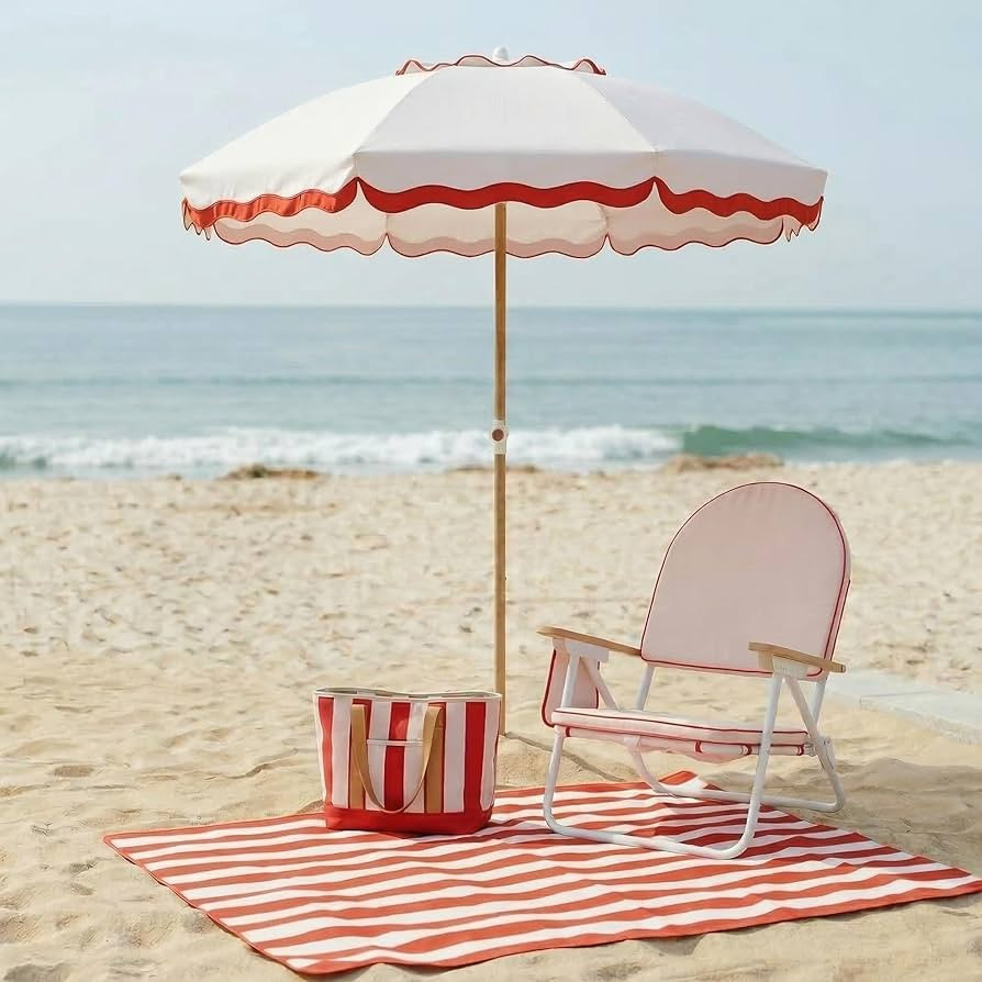 2-Piece Beach Set – Padded Low Beach Chairs & 6FT UPF 50+ Sun Umbrella, Foldable Outdoor Set, H... | Amazon (US)