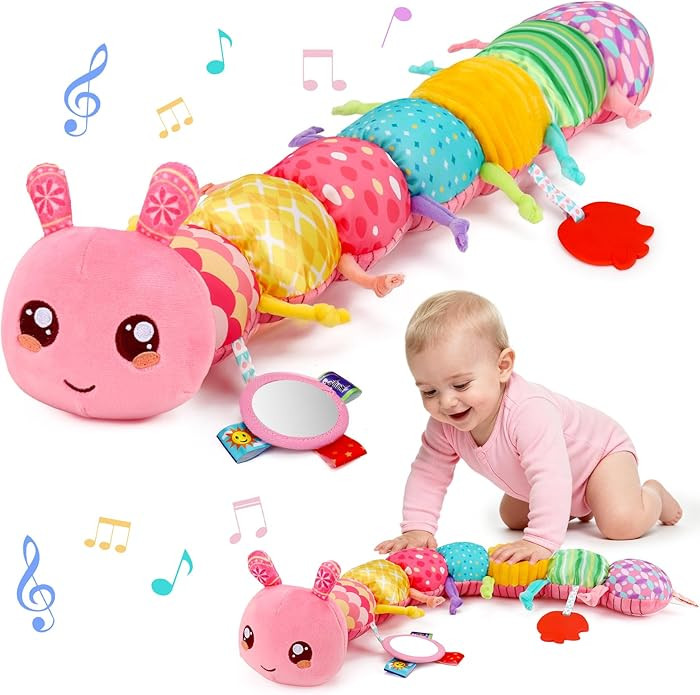 Baby Girls Toys 0-6 Month Music Animal Stuffed Caterpillar Toy for Infant 0-3 3-6 Months Mirror C... | Amazon (US)