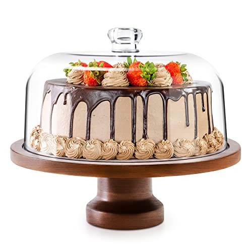 Jkwokback Cake Stand with Dome and Acrylic Lid, Cake Plate and Plastic Cake Cover with Detachable... | Amazon (US)