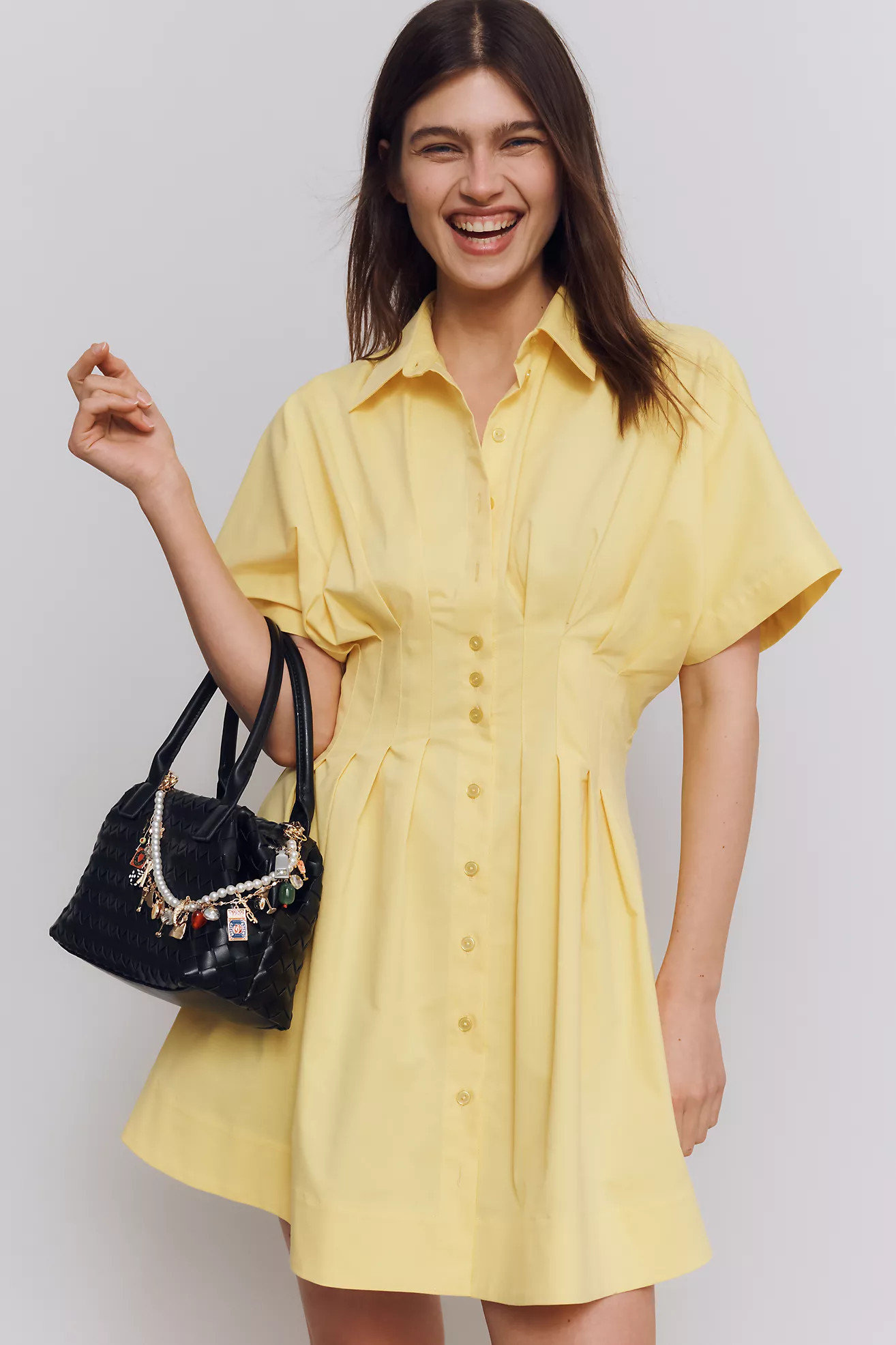 The Tobie Button-Front Pleated Shirt Dress by Exquise: Mini Edition | Anthropologie (US)