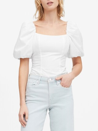 Petite Puff-Sleeve Cropped Top | Banana Republic (US)